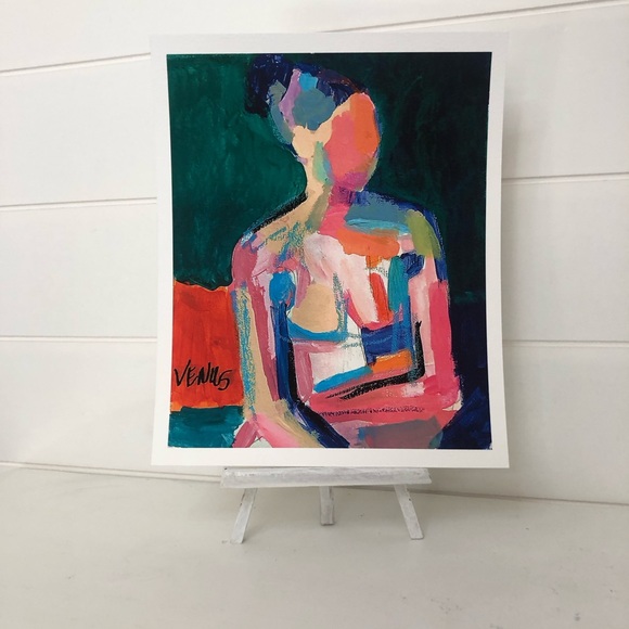 DREAMY STARE Figurative Abstract Woman Portrait Modern impressionism Female Art - Picture 3 of 5